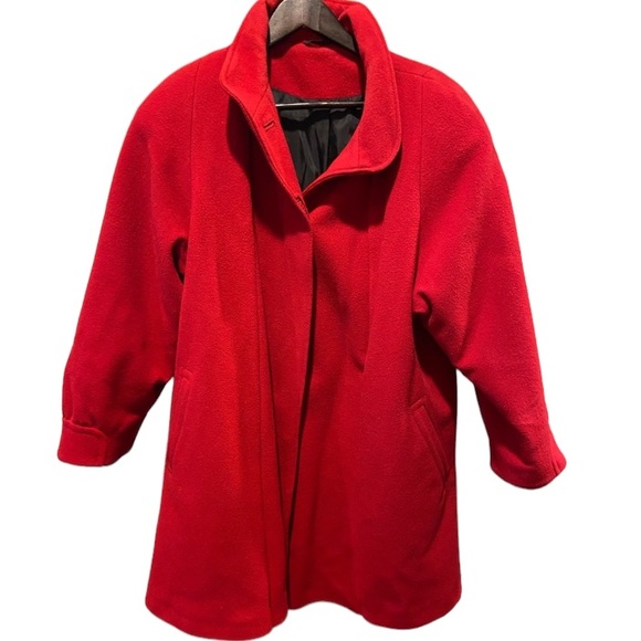 Vintage Red Wool Coat with scarf Size 10P - Picture 2 of 8